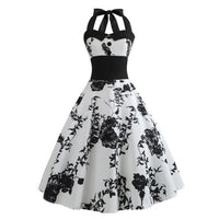 robe-annee-80-pin-up-fleurs-noires