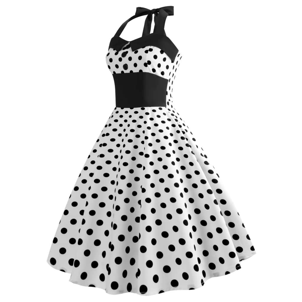 robe-annee-80-pin-up-blanche-pois