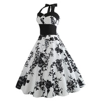 robe-annee-80-pin-up-fleurs-noires