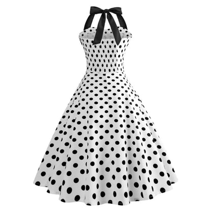 robe-annee-80-pin-up-blanche-pois