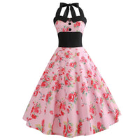 robe-annee-80-pin-up-rose-fleurs