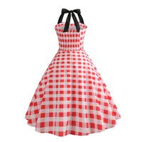 robe-annee-80-pin-up-vichy-rouge