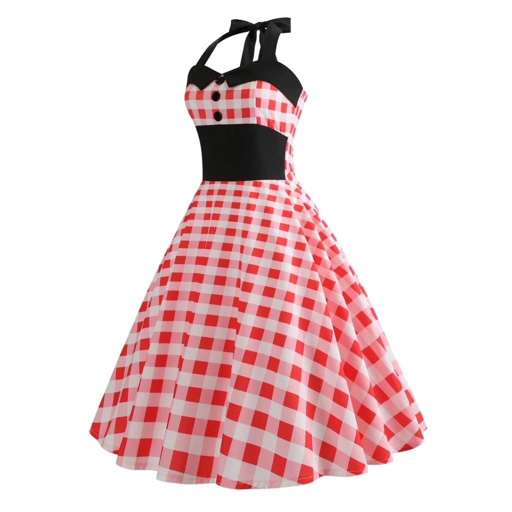 robe-annee-80-pin-up-vichy-rouge