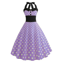 robe-annee-80-pin-up-violet-pois