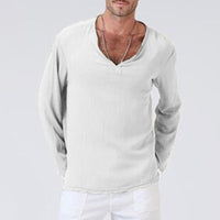    t-shirt-homme-vintage-col-v-blanc