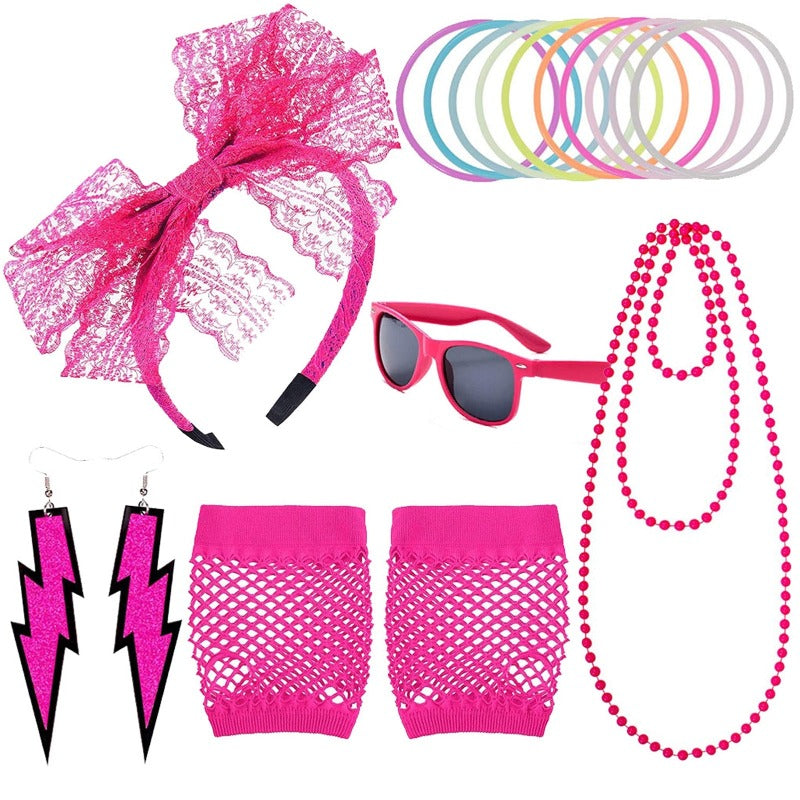 Déguisement Année 80 Accessoire Femme Fluo, Vêtements Années 80 Néon Tenu,  80s Disco Costume Vetement Fête, Déguisement Année 80 Accessoires Fête Néon  Soiree Fluo : : Jouets