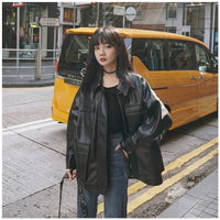 Veste en Cuir Oversize Vintage Mode Vintage - Main Image